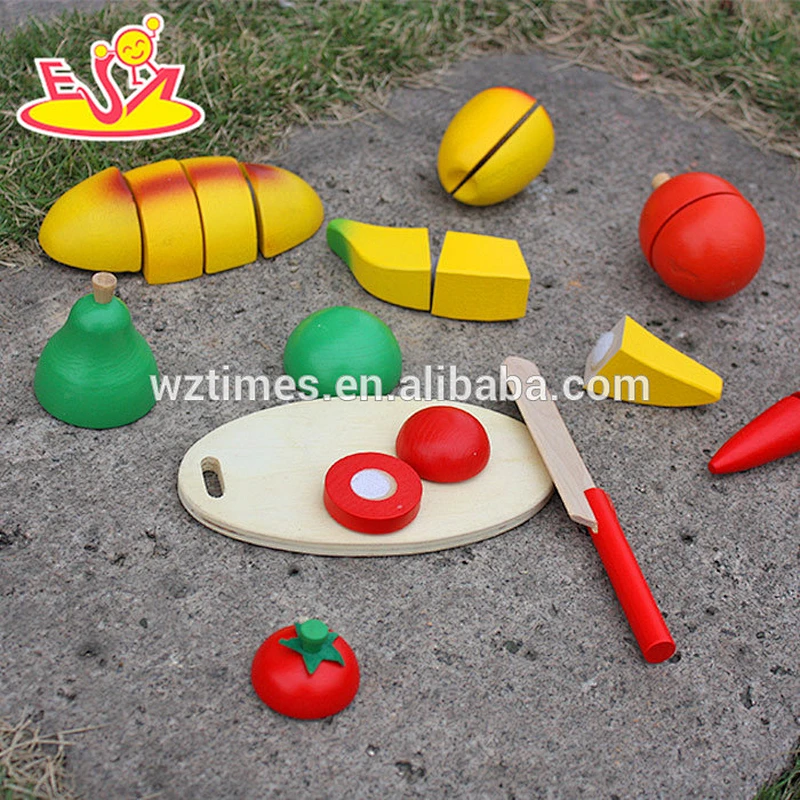 Wholesale role play wooden cutting food toy funny wooden cutting food toy for kids W10B106