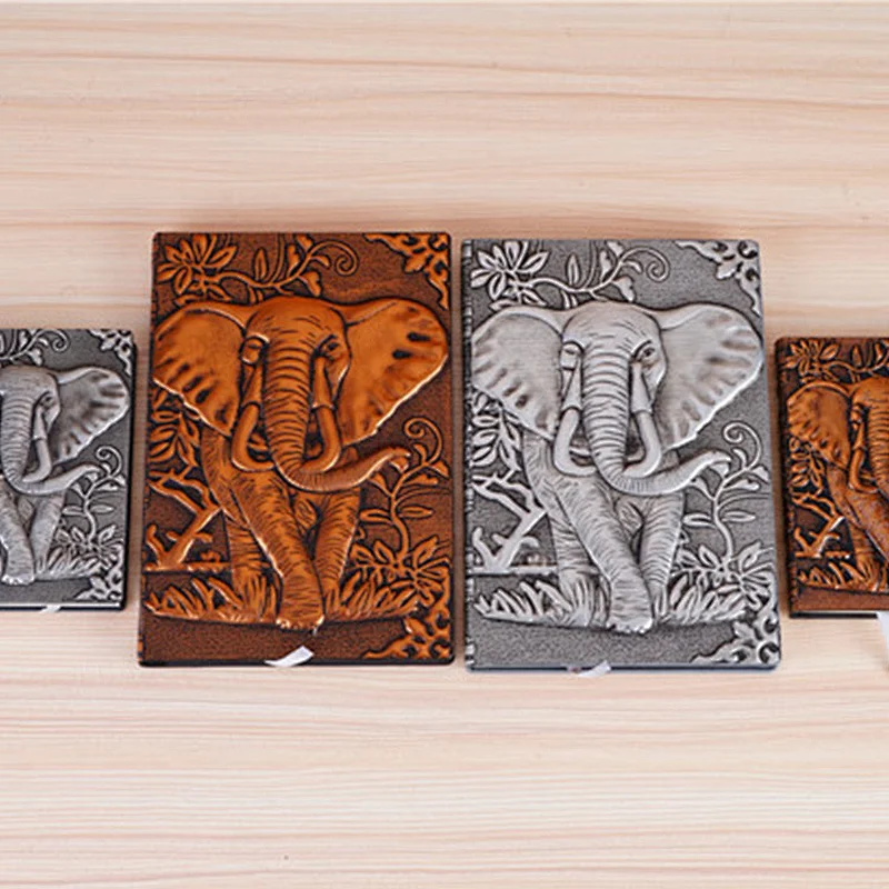 Custom Leather Relief Animal Pattern Notebook Writing Notebook Vintage European Style Diary