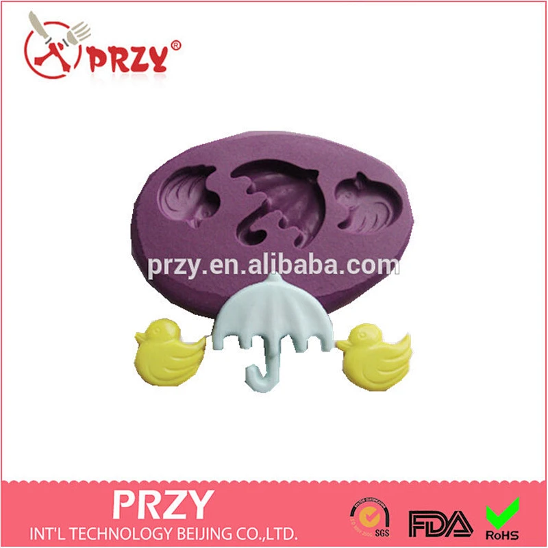 Baby Shower Mold/Polymer Clay Resin Fondant Umbrella and Ducks Mold