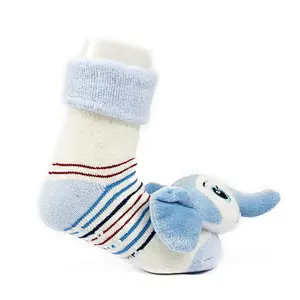 Autumn Winter wholesale kids manufacturers Newborn non slip floor lovely cartoon cat bear coral velvet Baby shoe Socks