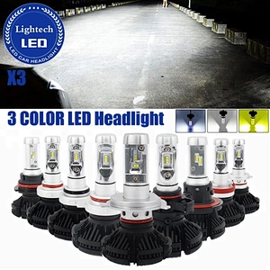 3 color X3 50W Fanless Auto Car Light H7 HB2 9008 H4 H11 H16 9004 9007 9005 9006 H1 H3 HB3 HB4 ZES LED Headlight Bulb Kit