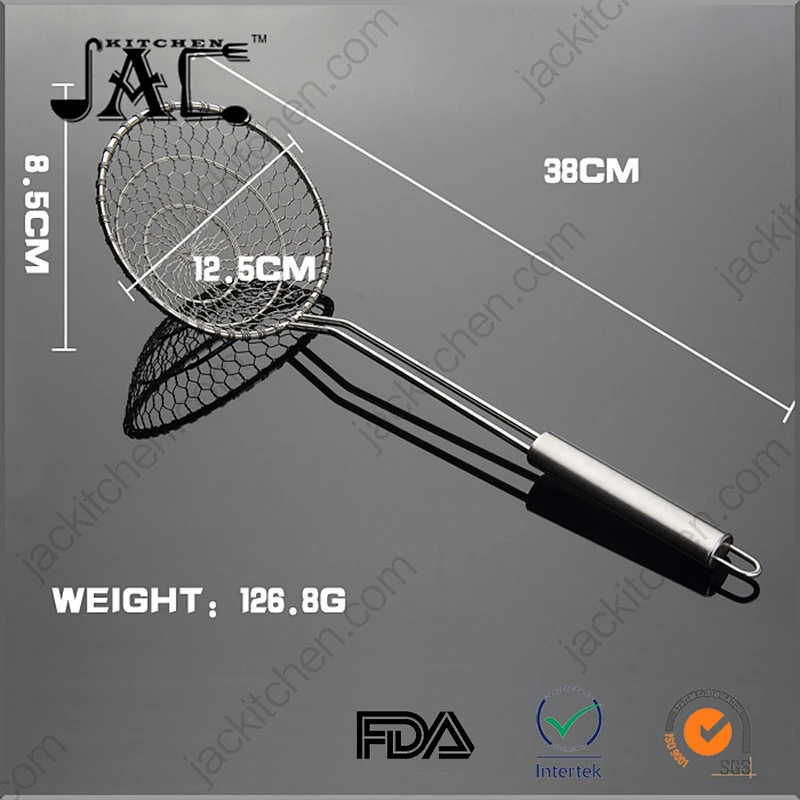 Long Handle Stainless Steel Mesh Skimmer Strainer