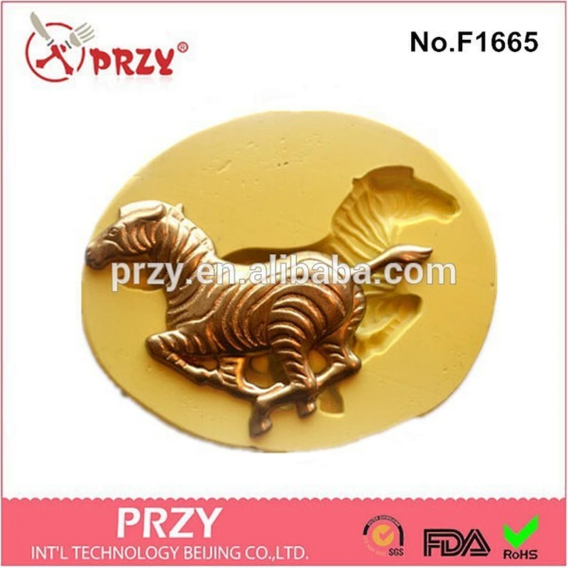 2015 hotsale Large Zebra Running fondant silicone cake mold