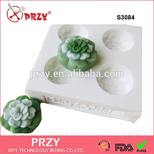 S3084 Mini Peony Flower 4 in 1 Silicone Soap Mold
