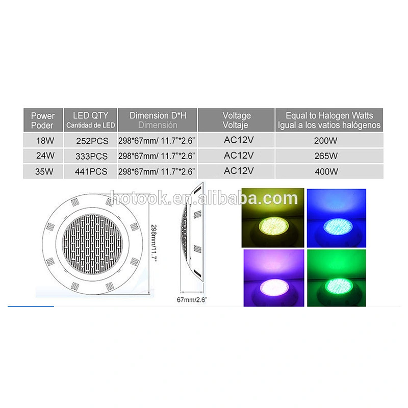 HOTOOK Remote battery switch 12 volt submersible led light  Focos de Superficie Above LED Swimming Pool LED