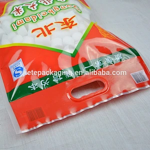 Custom Nylon material hybrid rice, seed patch handle packaging PE bag, sack 5kg