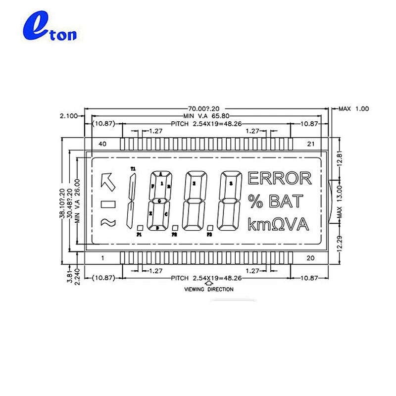 energy meter 7 segment tn lcd screen display