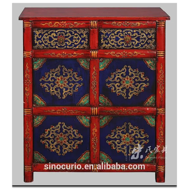 tibetan painted furniture antique shoe rack cabinet wood craft storage cabinet