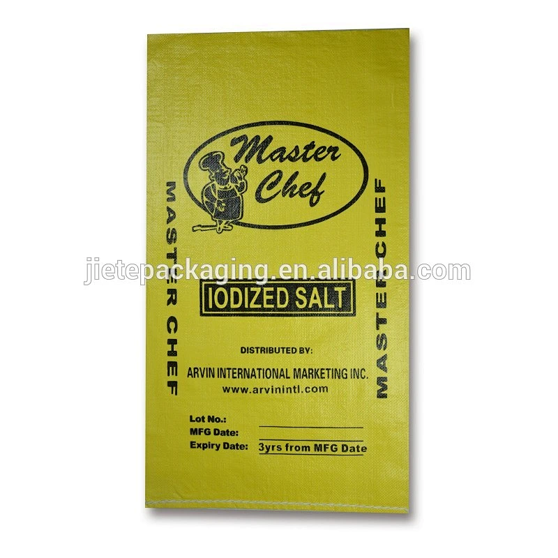 Recyclable plastic pp woven salt, sugar packaging bag and sack 50kg