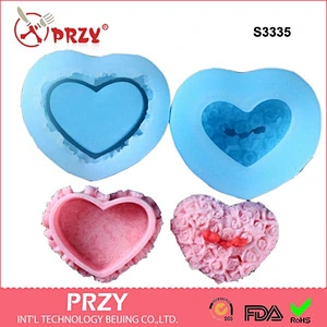 S3335 Chinese manufacture heart docorative case silicone handmade soap mould for sell