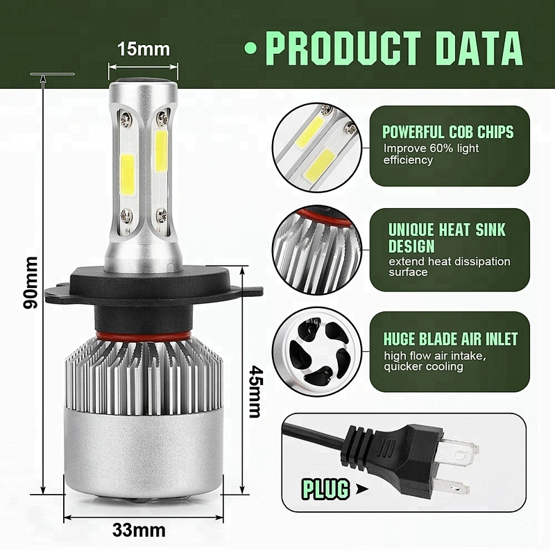 Lightech 12V 8000Lm COB LED Bulb S2 9004 9007 H13 HB2 9008 Mini High Low H4 Headlights kit