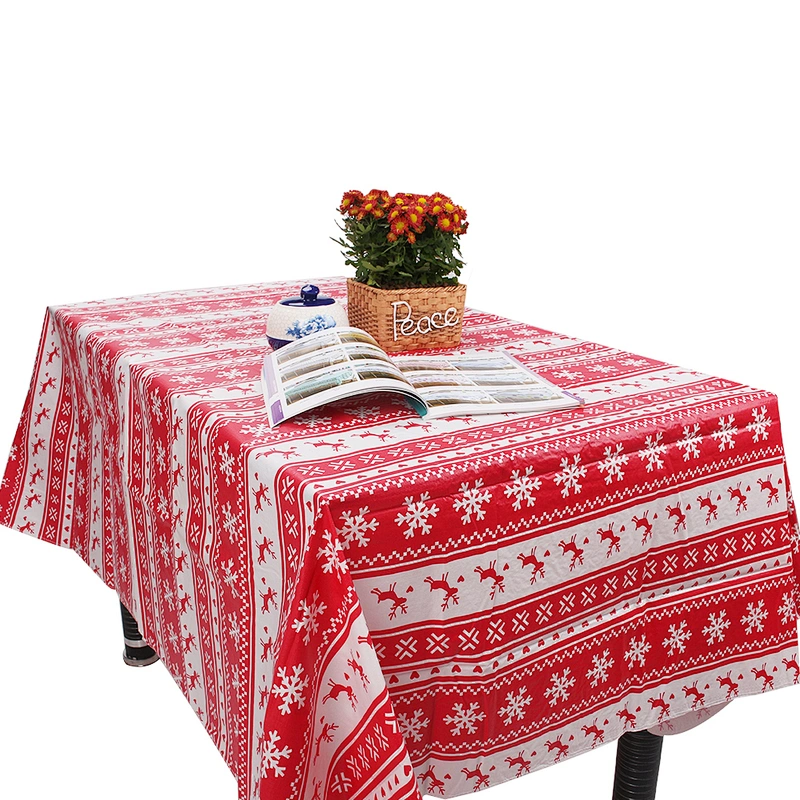 Custom Printed PE Coloring Christmas ordinary friendly Tablecloths With Flannel Back