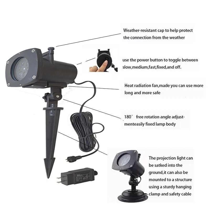 12 Pattern Garden Lighting Waterproof Sparkling Landscape LED Projection Light for Christmas Decoration Lighting