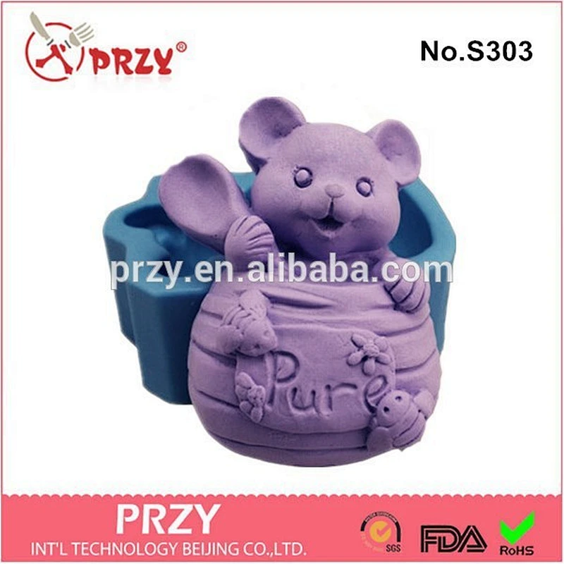 2015 hot sale bear silicone soap mold ,bear silicone molds for concrete