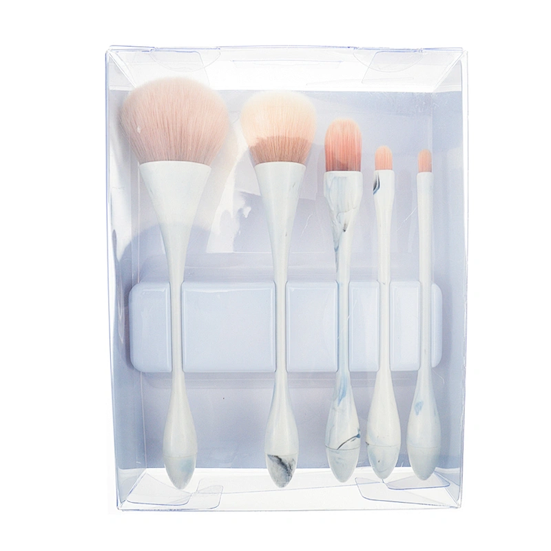 2018 new design cosmetics tools professional marble handle customer 5pcs makeup brush set
