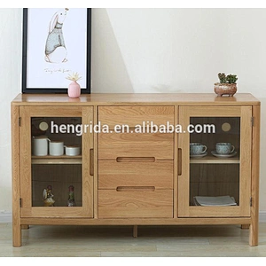 Scandinavian 4 drawers solid oak wood sidebord with 2 drawers