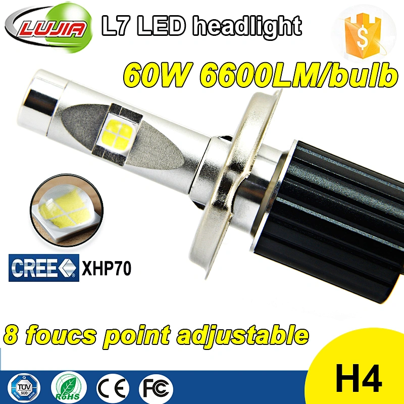 motorcycle light L7 H4 Car LED Headlight 6600lm XHP70 60w LED Headlight kits H13 9004 9007 D1s D2s D3s D4s D2R , D1R
