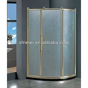12 Years Gold Supplier Golden Brushed Frame Tempered Glass Indoor Enclosed Shower Room