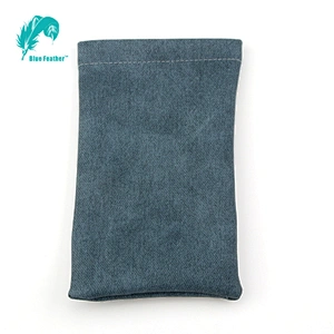 Mens classic plain pu leather soft eyeglass bag with spring top