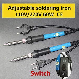 high quality 110V 220V 60W adjustable soldering iron with switch and USA EU UK plug
