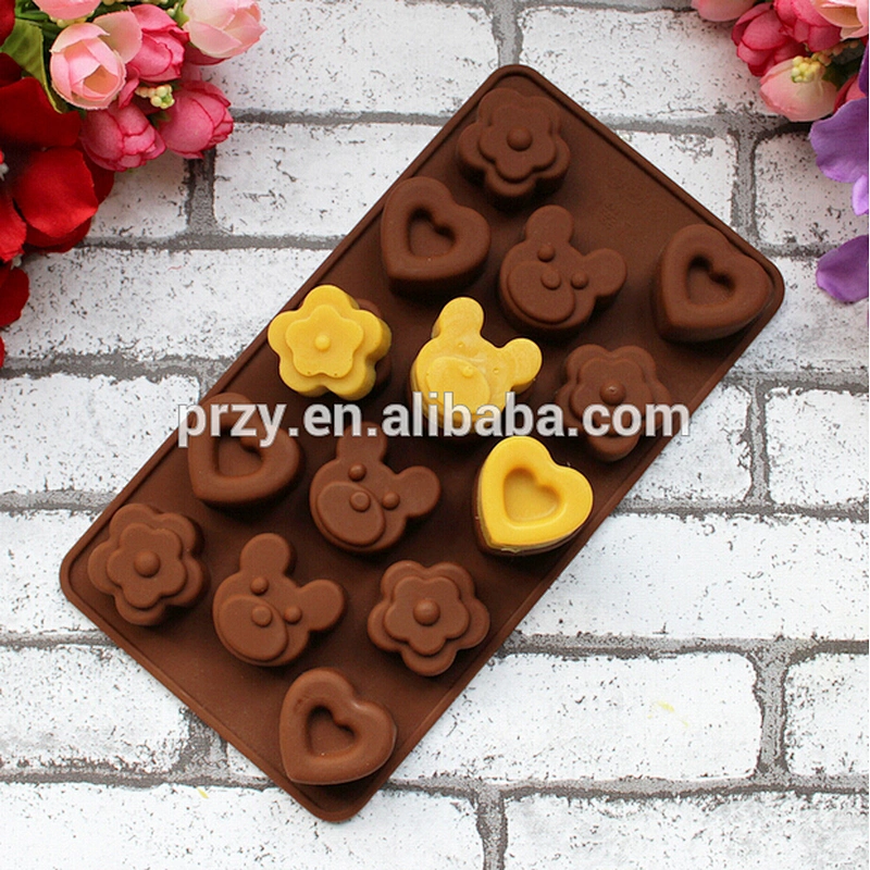 PRZY PR337 multi shaped teddy bear silicone molds for chocolate