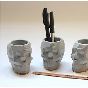 S9064 Geometric Skull flower pot molds Concrete pot silicone molds concrete holder molds cement moulds