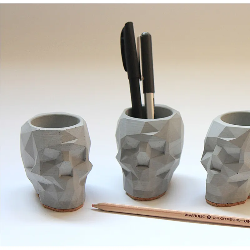 S9064 Geometric Skull flower pot molds Concrete pot silicone molds concrete holder molds cement moulds