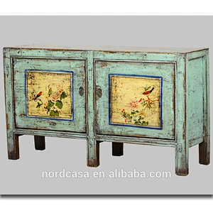 Asian Antiques Vintage Hand Painted Mongolia Cabinet