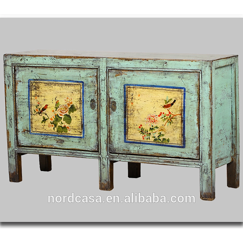 Asian Antiques Vintage Hand Painted Mongolia Cabinet