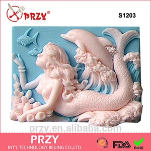 S1203 Silicone Mermaid Selena and Dolphin Silicone Soap Mold Sea soap mold