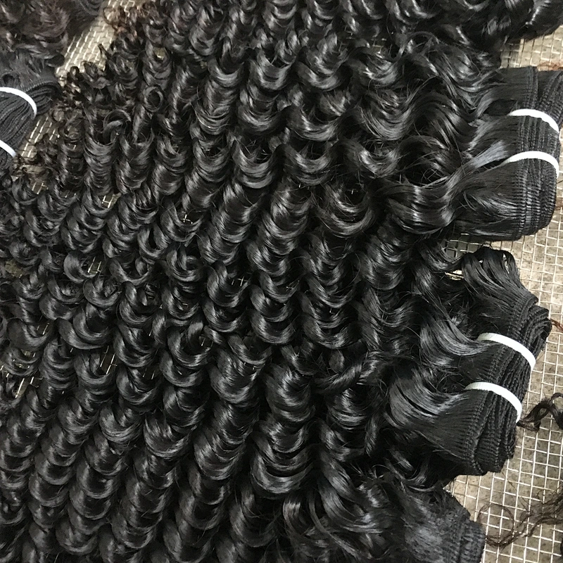 Dropshipping large quantities kinky curly hair extension human hair cuticle aligned peruvian hair weaving