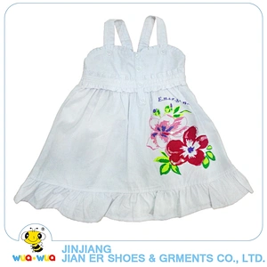 White color girl boutique cotton ruffle kids dress clothes summer