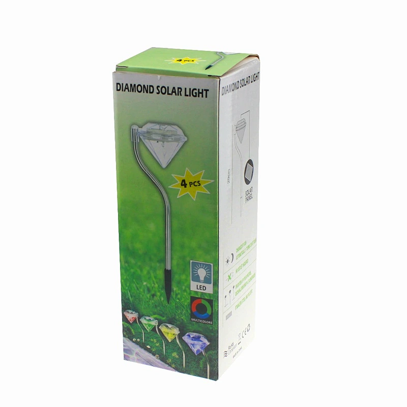 4PCS Solar Lamp for Garden LED Lawn Light Outdoor Lighting Diamond Path Light