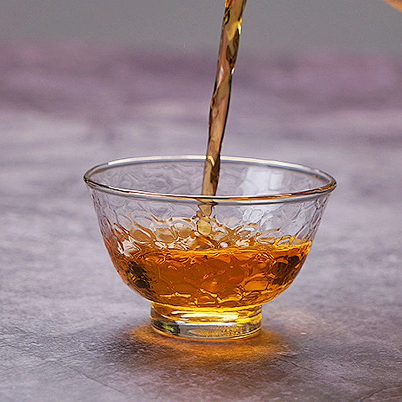 Hot-selling irregularly petal shape glass cup eco-friendly material for tea drinking