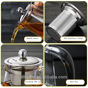 Food grade 260ML glass cup with stainless steel tea strainers with lid for home office usage