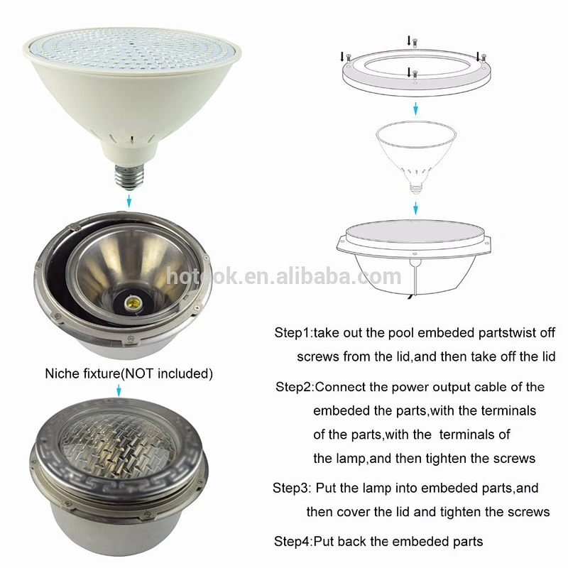 HOTOOK 12V Inground Par56 E27 Pool Light Pentair Hayward 12V LED Pool Light Bulb