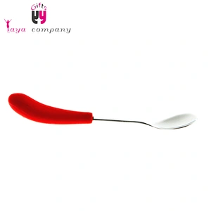 Custom Unbreakable Restaurant Cooking Mini Stainless Steel Spoon With Silicone Handle