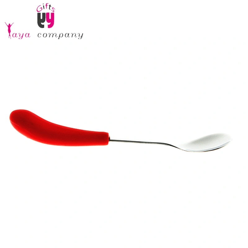 Custom Unbreakable Restaurant Cooking Mini Stainless Steel Spoon With Silicone Handle