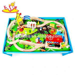 Funny kids 88 pieces wood train table for wholesale W04C061