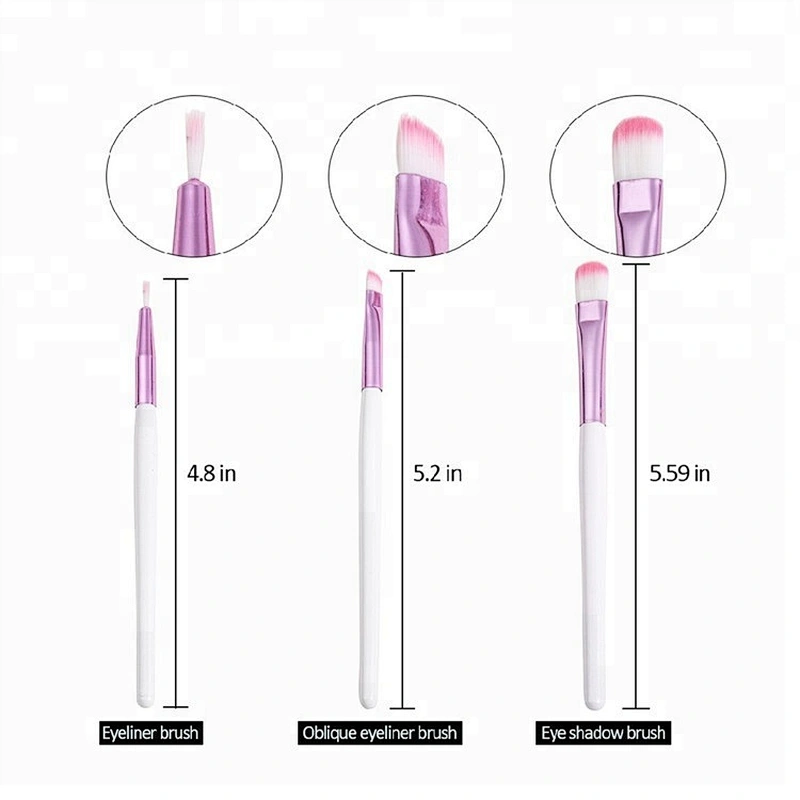 Custom Logo Wood Handle Synthetic Hair Pink 8pcs Cosmetic Comb Makeup Brush Set With Leather Bag