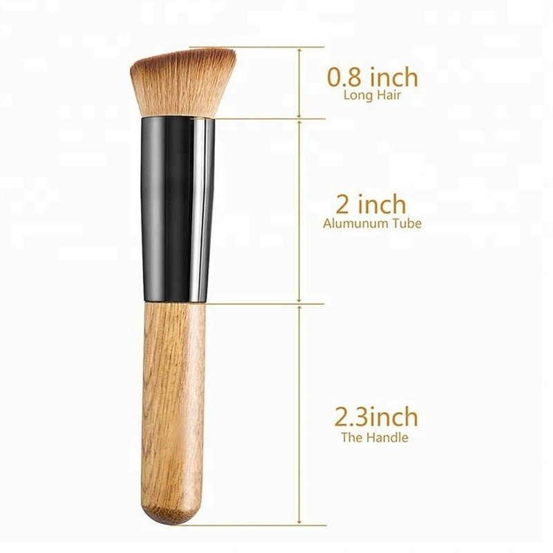 Wooden Handle Professional Human Hair Makeup Brush Customized Logo Foundation Powder Make Up Brush Set For Travel