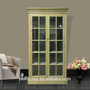 European style furniture antique big glass bookcase