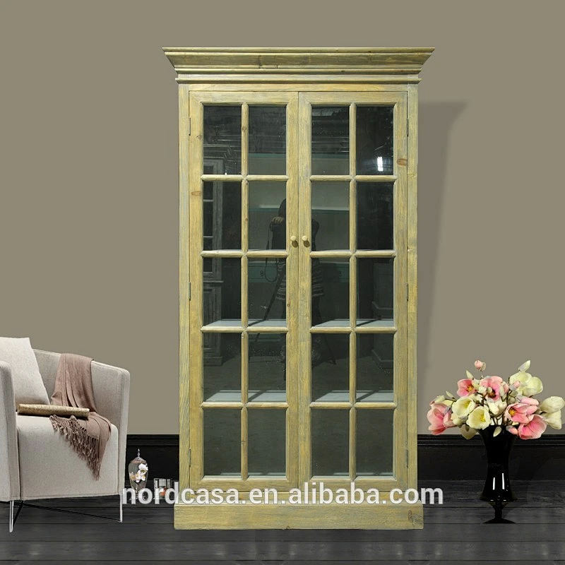 European style furniture antique big glass bookcase