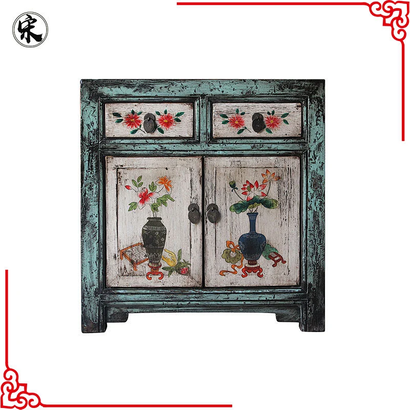 chinese lacquer oriental distressed painted buffet furniture