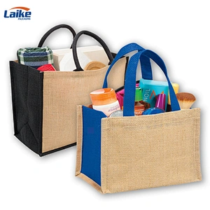 Cheap Promotional Natural Color Laminated Reusable eco Shopping jute Bag tote bags with custom printed logo
