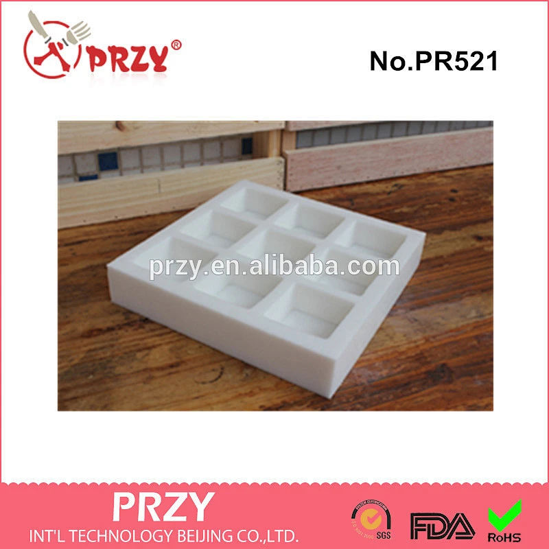 PR521 Handmade soap square 9 hole silicone mold moulds silicone moulds can be customerized