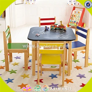 Wholesale beautiful wooden table and 4 chairs,household kids wooden table and 4 chairs,top sale table and 4 chairs W08G141