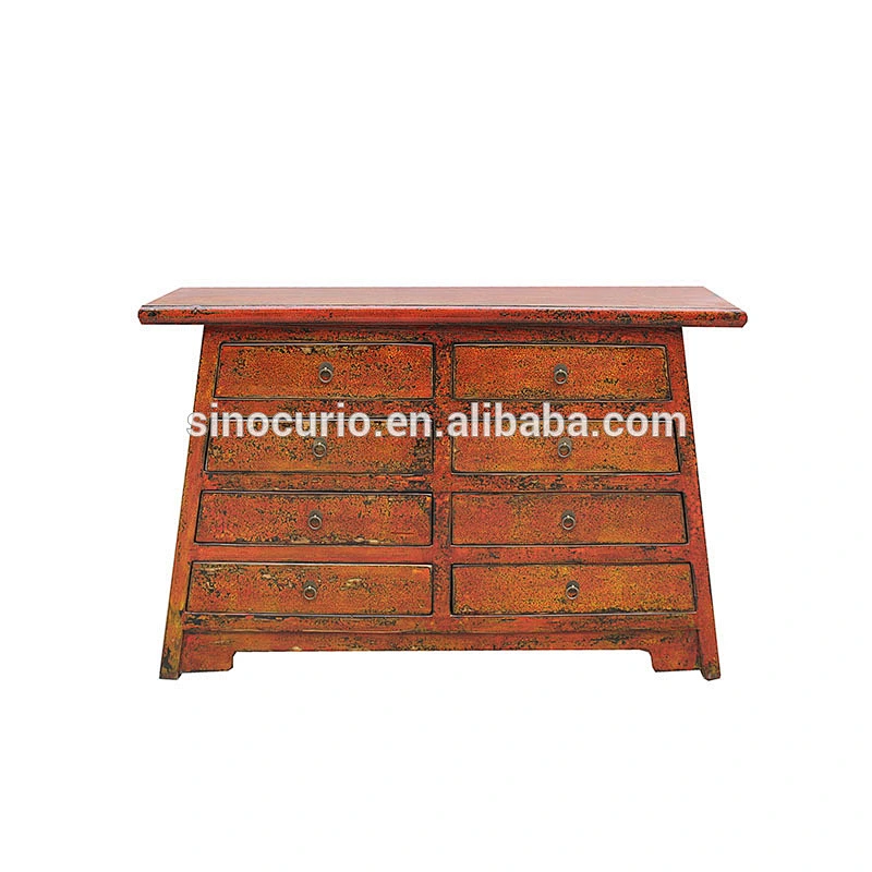 Asian style reproduction rustic lacquer hobby lobby wood cabinet with many drawers