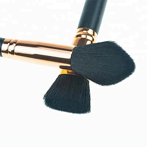 Gold silk printing private label logo Noble black makeup brush set 8 PCS Black brush makeup Synthetic fiber hair