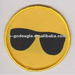 Hot sale Merrow Border Iron on Backing Embroidered Emoji Patches